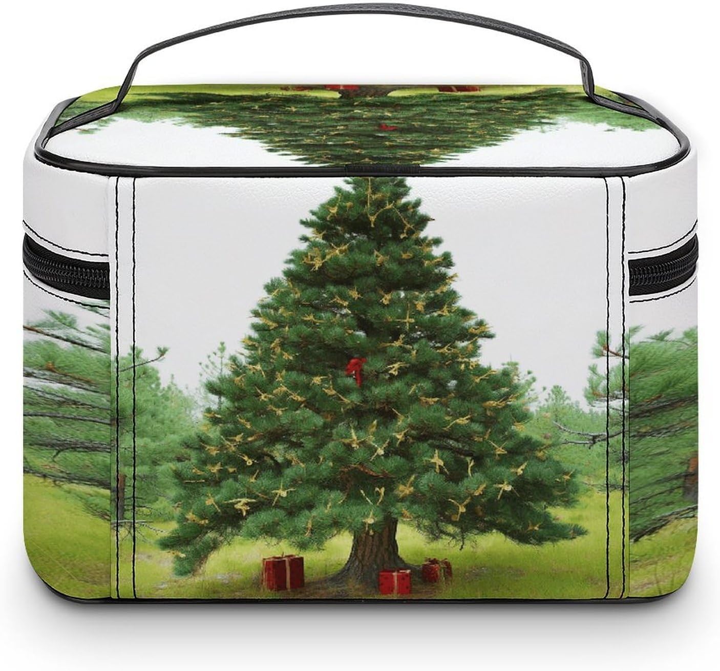 Garlad Pine Tree Makeup Bag with Handle Fashion Portable Travel Toiletry Bag Exquisite Large Capacity Cosmetic Bags Lightweight Travel Accessories Storage Bags for Women image 3