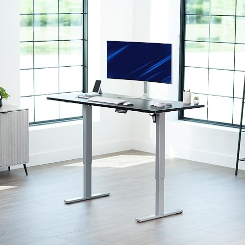 Vista 507 de VIVO DESK-KIT-1W6G - Escritorio eléctrico de pie de 60 x 24 pulgadas, ajuste de altura de memoria, serie 1B, parte superior de nogal oscuro de una