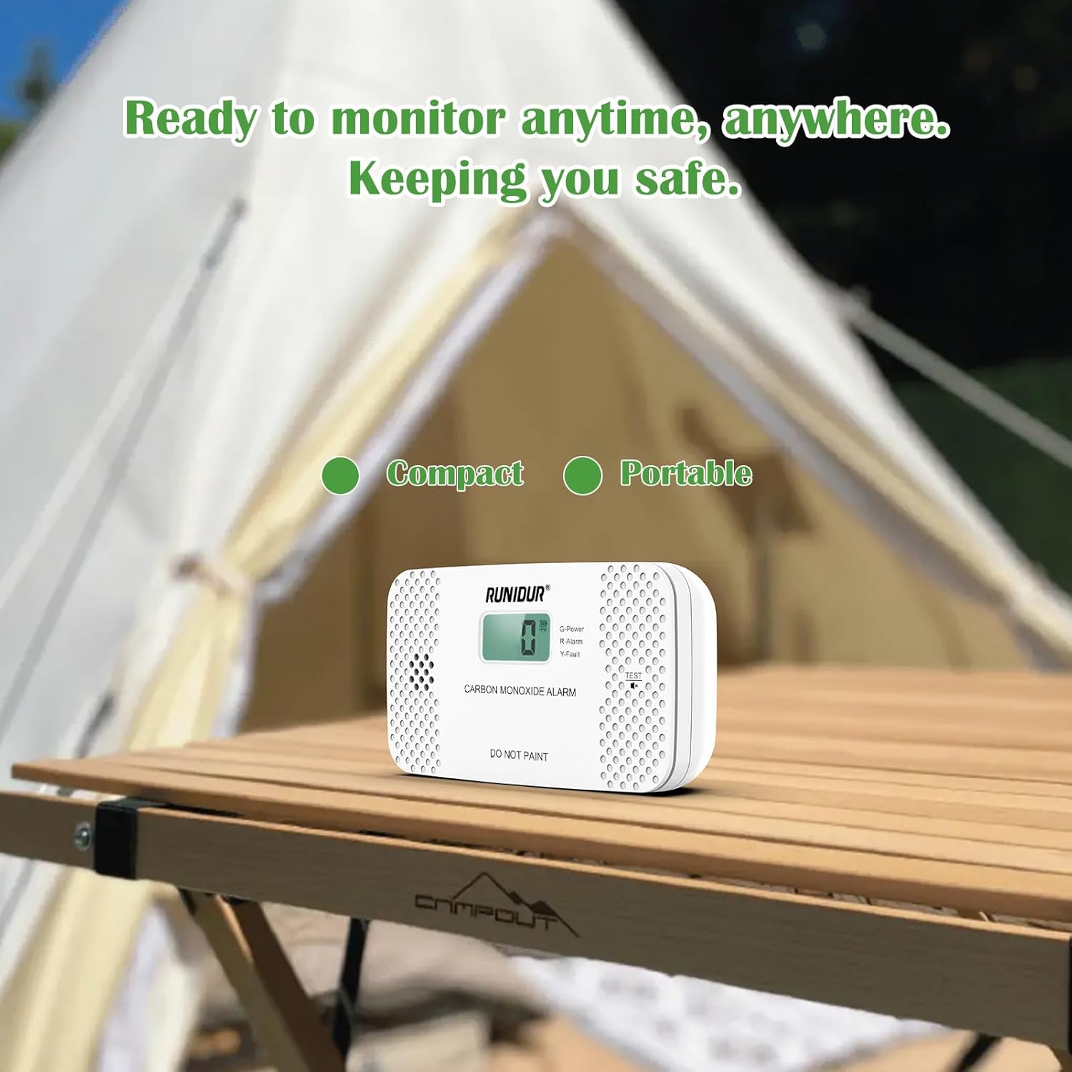 Carbon Monoxide Detectors Replaceable AA Battery-Powered LCD Display Portable Carbon Monoxide Detector for Travel,RV.(1-Pack) US-CO03 - Image 9