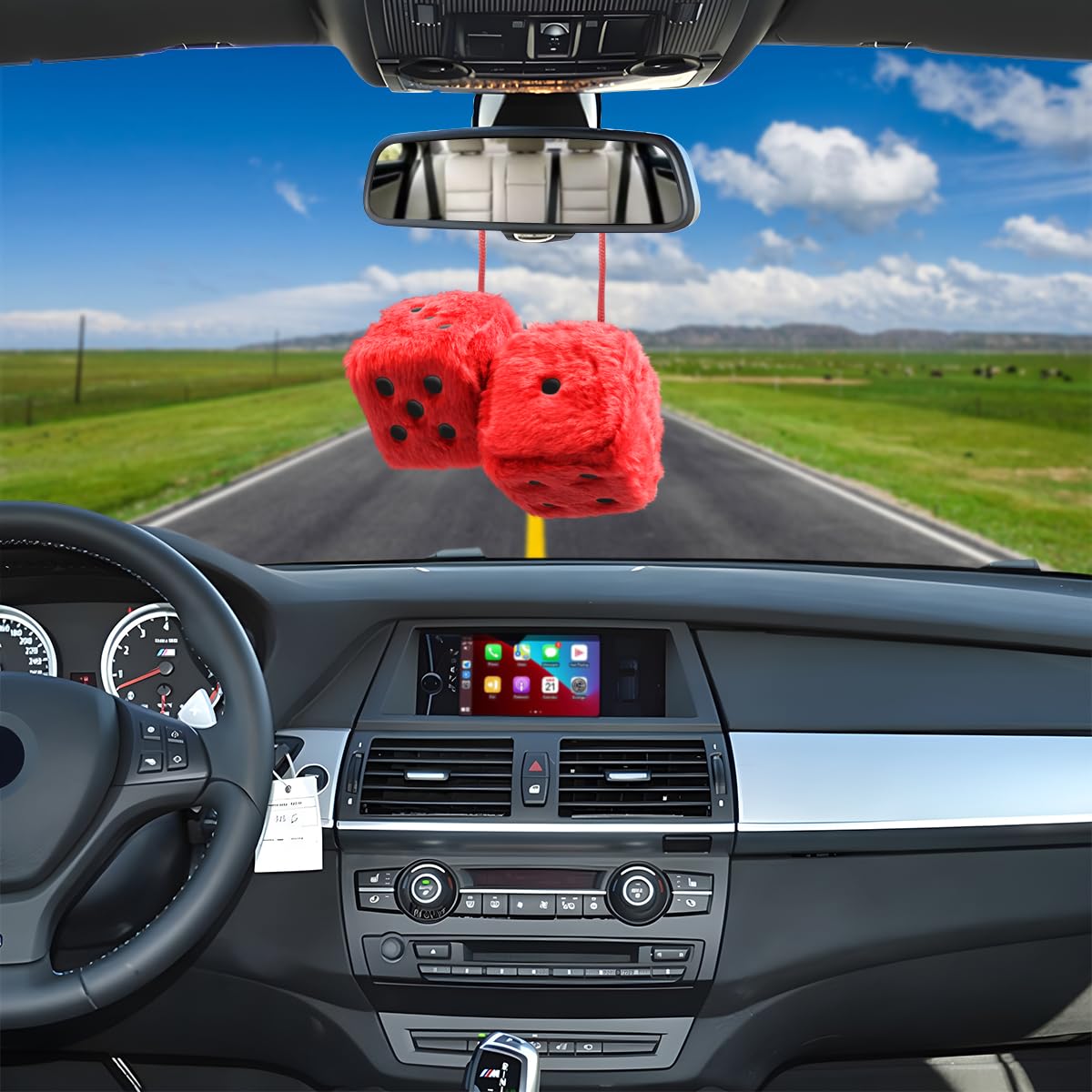 JNNJ Dadi Pelosi, Dadi Pelosi Da Appendere per Auto, Cubo Di Peluche per Auto, Dadi Da Appendere Specchietto Retrovisore Decorazione, Per Interni Auto, Pareti, Superficie Frigorifero(Rosso)