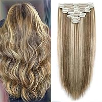 Vista 11 de Extensiones de Cabello con Clip Recto de Cabello Humano Real 8 Piezas Cabello Humano Remy con Clip para Mujeres, Cabello Humano Suave Natural, 120g