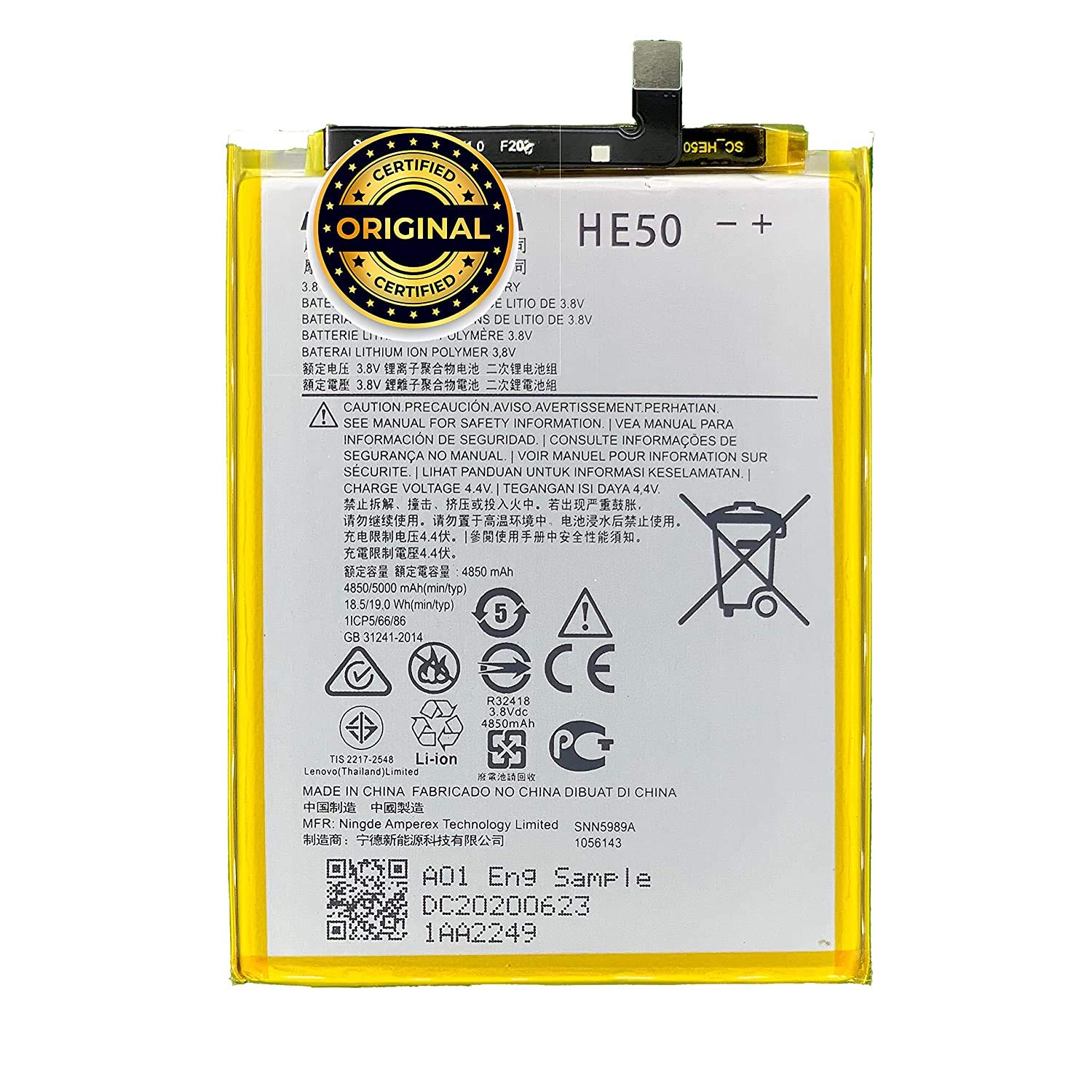 WIMAX (100% Care OG) HE50 Mobile Battery Compatible for Motorola Moto E4 Plus / HE50 / XT1770 XT1773 XT1771 XT1775 XT1924-3 T1770 -{5000mAh} with 3 Months Warranty