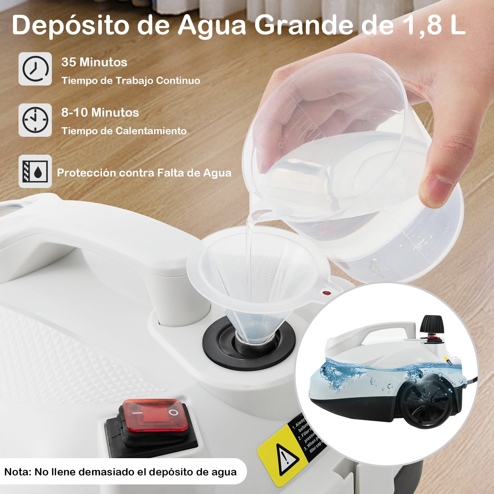 GOPLUS Limpiador a Vapor 2000W, Máquina de Limpieza a Vapor con Depósito de 1,8L, Alta Presión de 5 Bar, Mopa a Vapor con Ruedas y Accesorios Completos, para Suelos, Ventanas, Alfombras (Blanco)