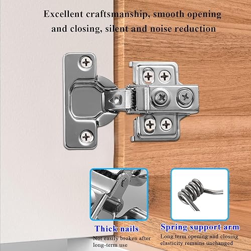 Miniatura 4 de Kyraton Bisagras de gabinete, paquete de 2 (1 par) de bisagras de cierre suave de acero inoxidable para armarios de cocina, bisagras de puerta de