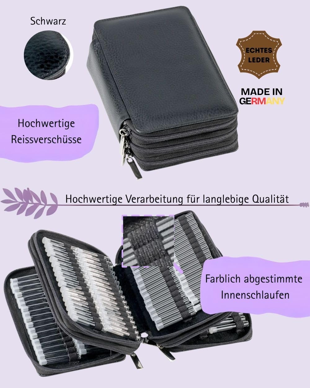 Botiquín homeopático clásico 204 bucles de cuero (cuero negro oscuro)