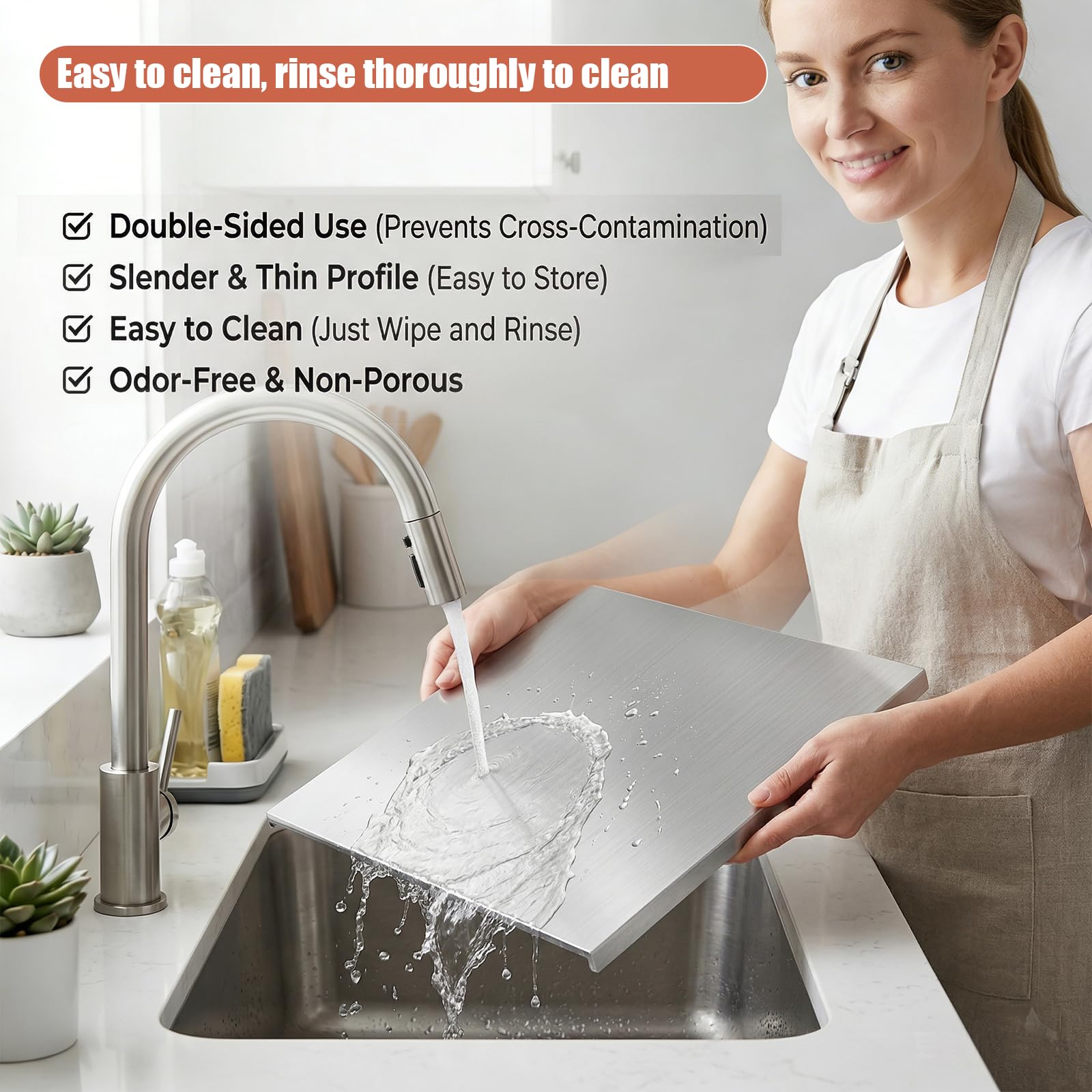 Tabla de Cortar Acero Inox 30x40cm, Superficie de Trabajo Inoxs, Tabla de Amasar Acero Inox 304, Antioxidante, Antibacteriana, Borde Tope, Antideslizante, Para Masa, Pizza, Pan, Carne, Verduras