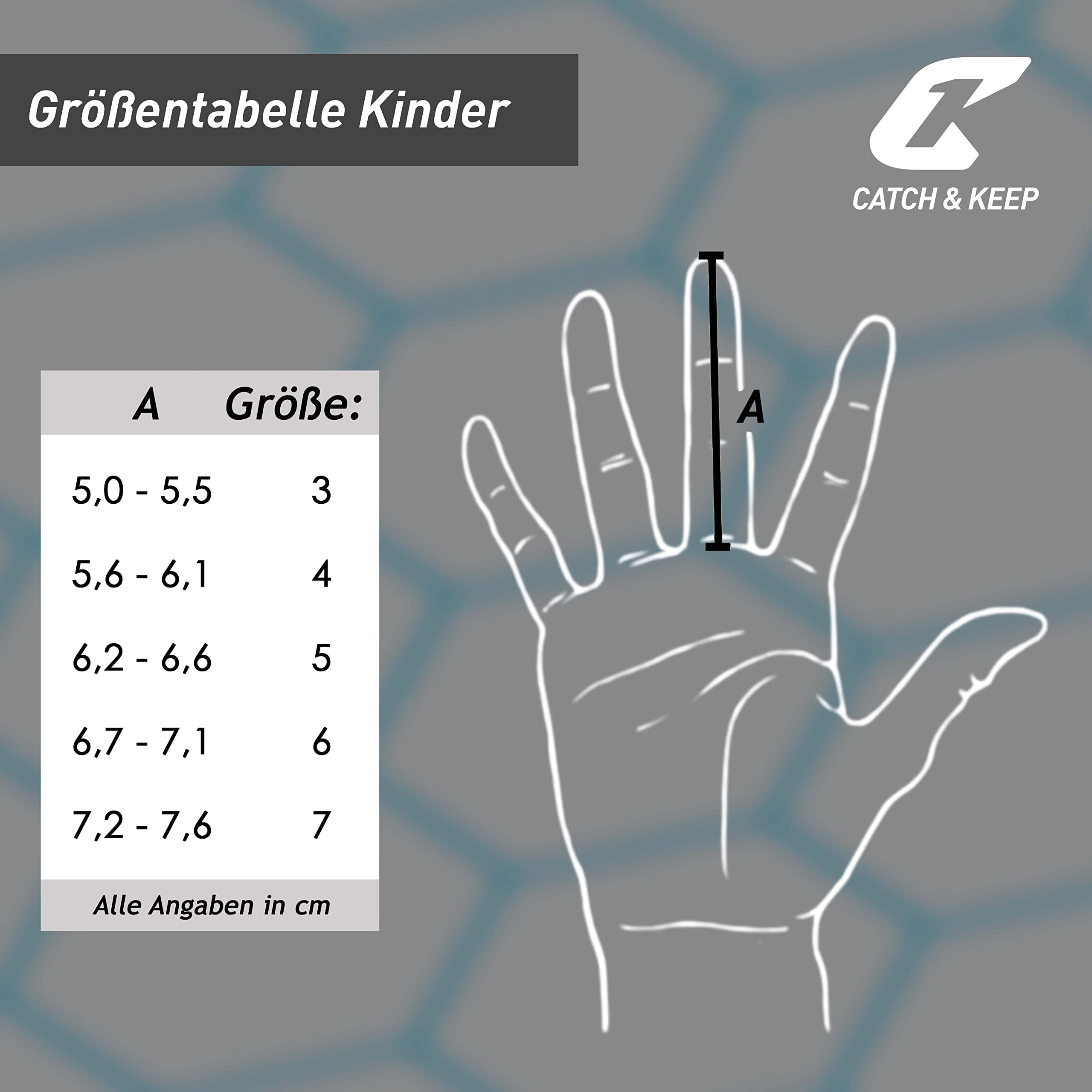 Catch & Keep Kralle Junior Pro 3.0 Torwarthandschuhe - Professionelle Fußballhandschuhe für Kinder, Falcon Grip Ultra Strong - Optimale Passform für Kinder (Splash Kralle Grau/Schwarz, 4)