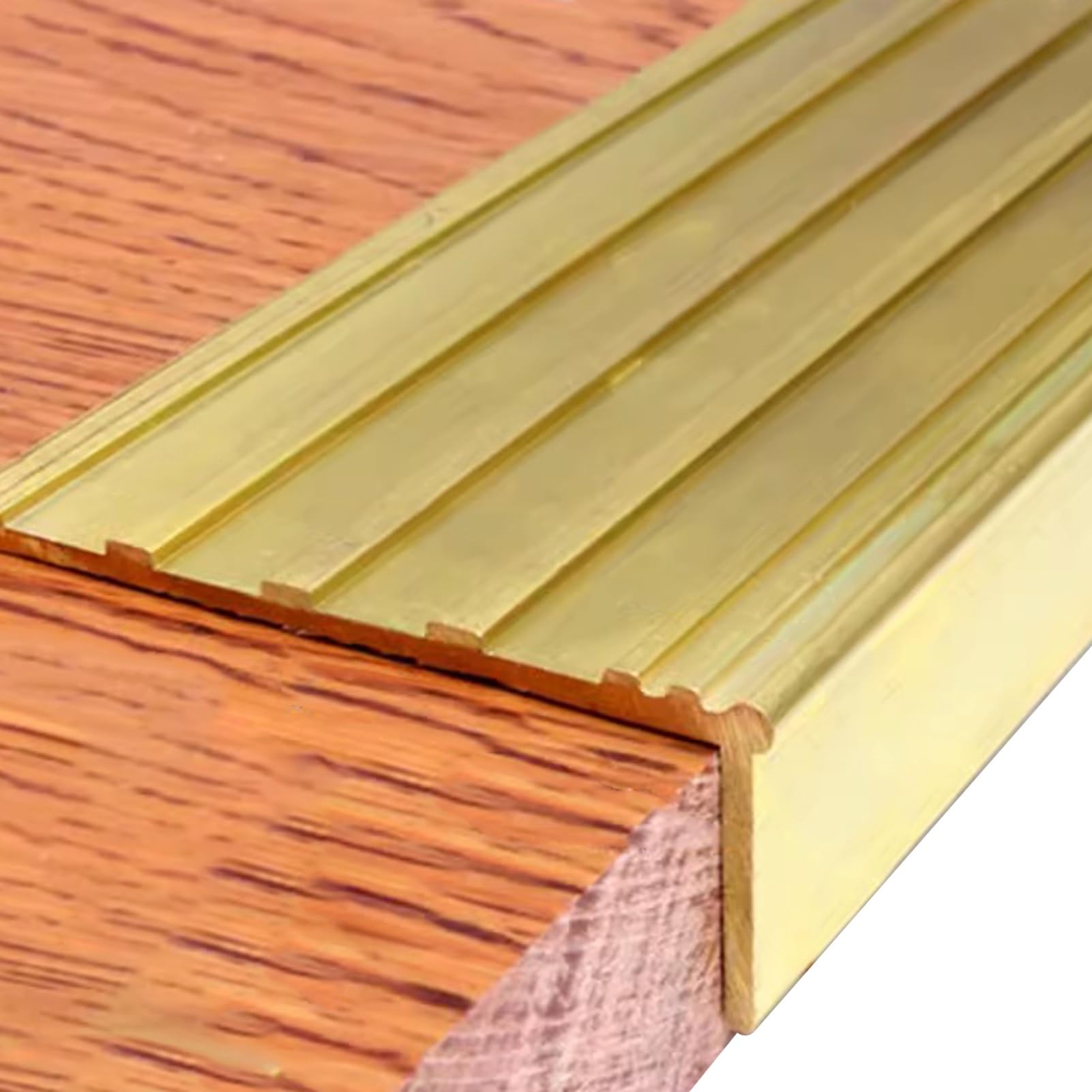 1 Pieza de moldura de latón para el Borde de la Escalera - Tira Protectora Antideslizante para escalones de Madera y baldosas - Moldura Protectora Duradera para el Borde de la Escalera (Tama