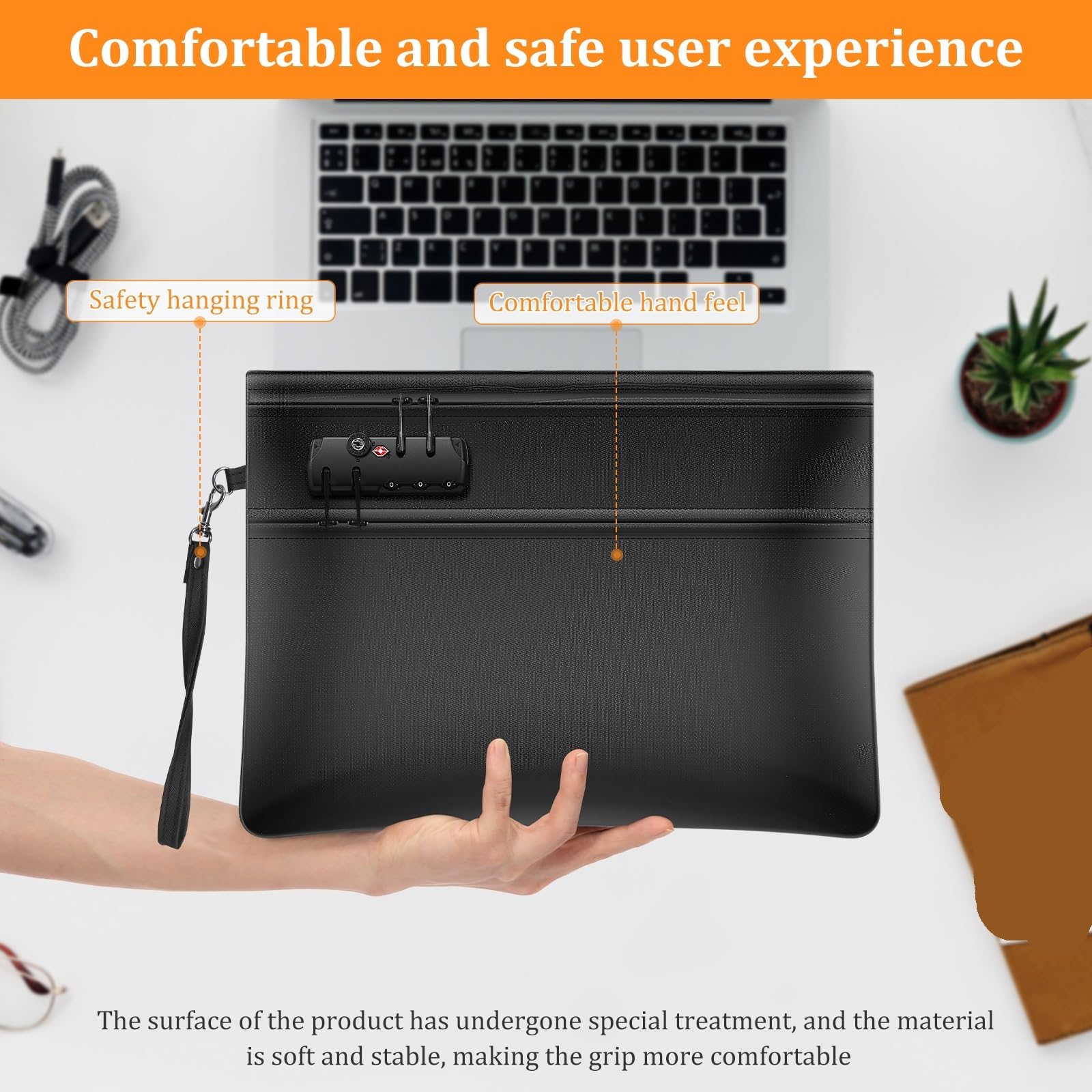 Borsa for documenti ignifuga con serratura Scomparti a doppia zip Protezione for denaro a 12 strati con isolamento termico per Documenti Foto Preziose
