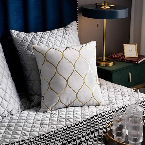 Miniatura 8 de DEZENE - Fundas de almohada de terciopelo dorado2 fundas de almohada decorativas para dormitorio, sofá, sala de estar.