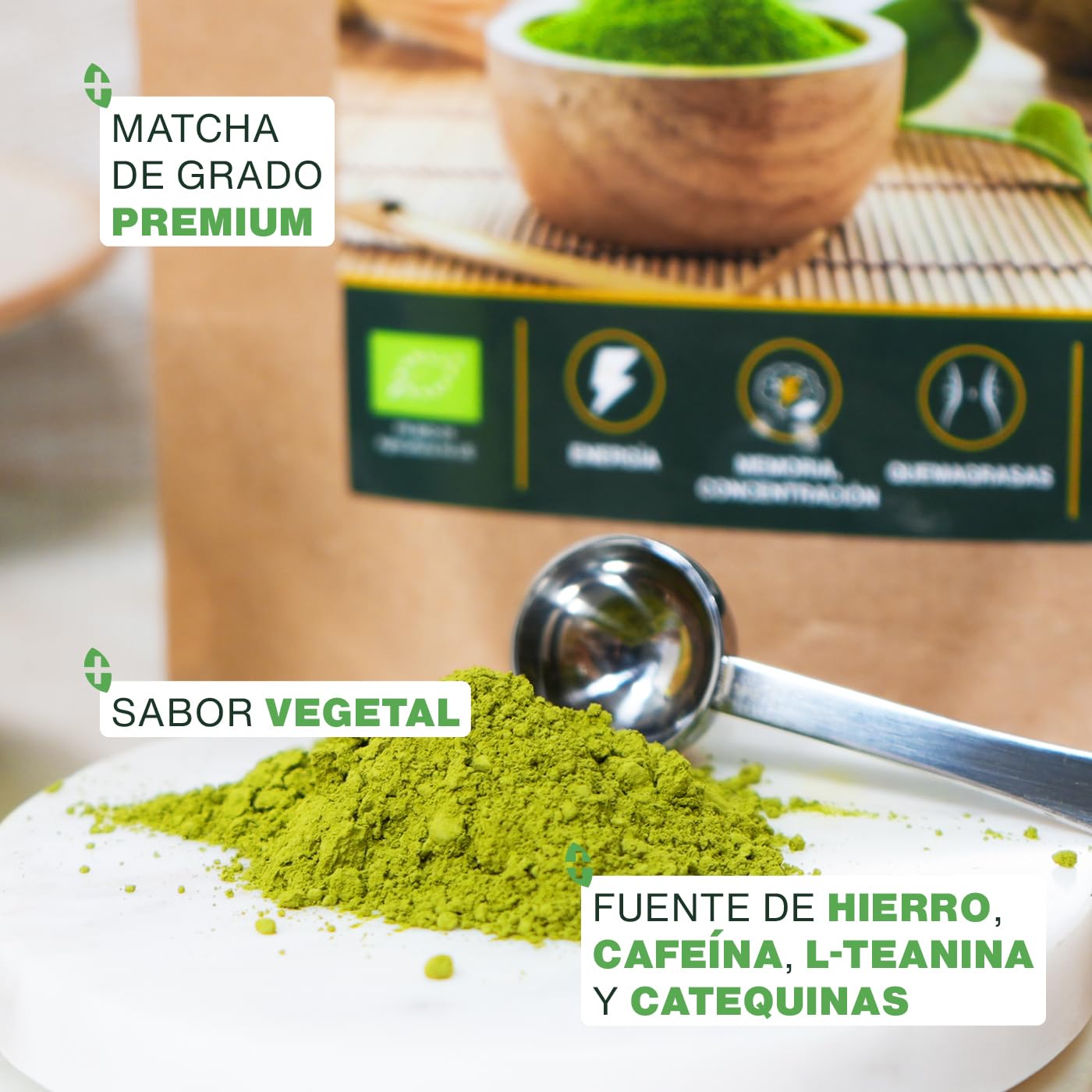 Té Matcha Premium Japonés en polvo Bio 200G | Té Verde Orgánico, Originario de Kagoshima | Tonificante, Drenante