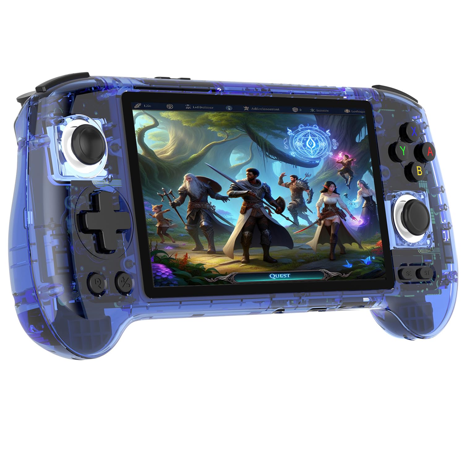 RG556 Handheld Game Consoles RG556 Retro Game Console No Card Retro Emulator Android 13 System 5.48-inch AMOLED Screen Unisoc T820 Processor Retro Emulator 5500mAh Battery (Blue T)