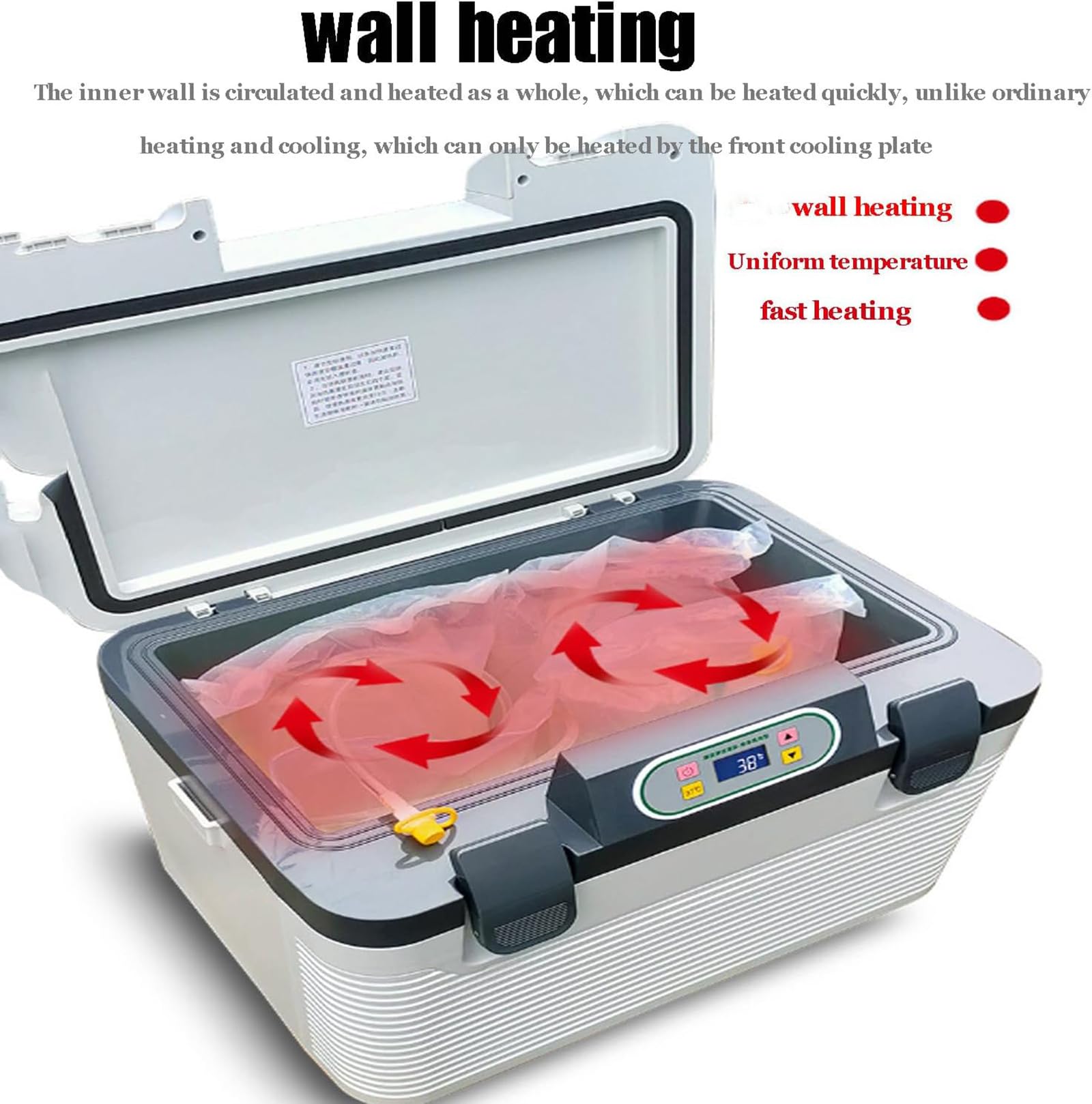 McbeAn Peritonealdialyse-Heizbox, 12 L Warmflüssigkeits-Heizpaket Mit Doppelverriegelung, 20–65 ℃ Einstellbar, 5 Seiten, Schnelles Aufheizen, 1 Schlüssel Direkt Auf 37 °C, Für Heimauto