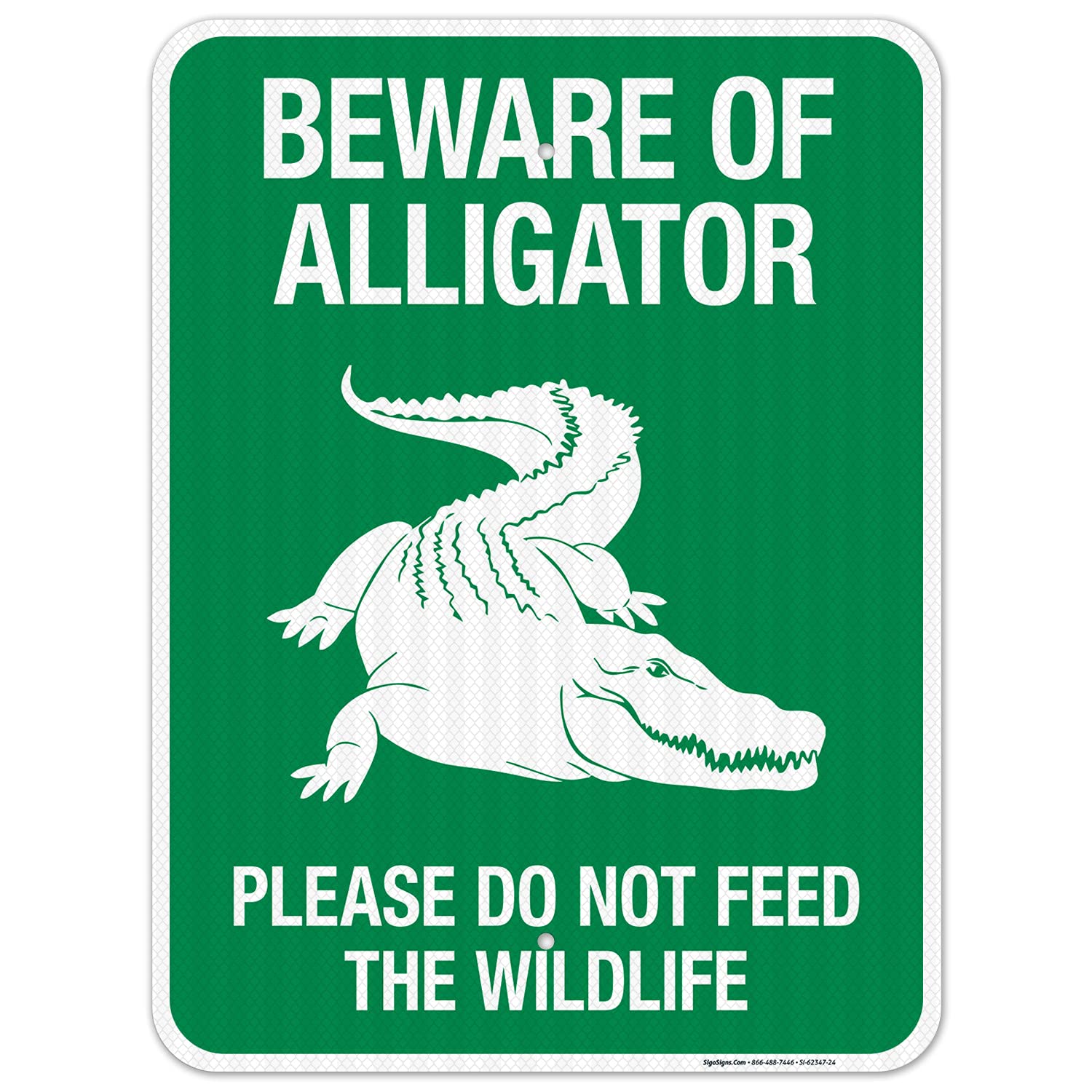 Beware of Alligator Please Do Not Feed The Wildlife Sign, 12x18 Inches, 55 mil Thick HDPS (high Density polystyrene), Made in USA