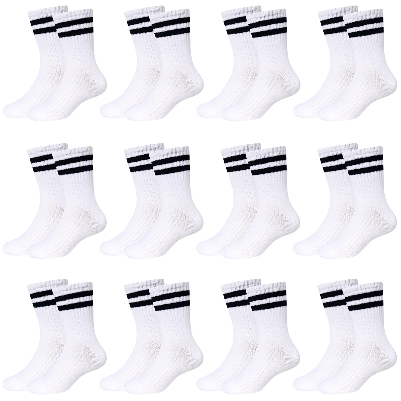 12 Paar Tennissocken Kinder Socken Jungen Kindersocken Sportsocken Kinder Baumwolle Tennissocken Streifen für Jungen and Mädchen