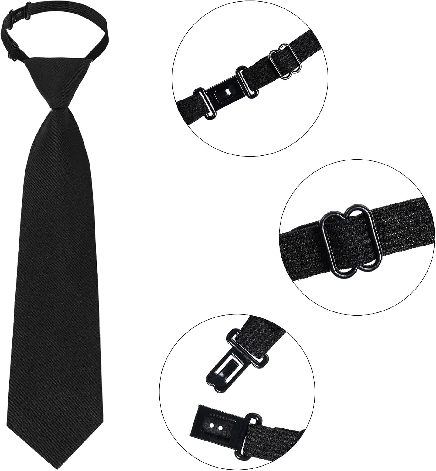 Sucrain 1pcs Boy's Necktie Pre-tied Adjustable Neck Strap Tie for Wedding Graduation School Uniforms