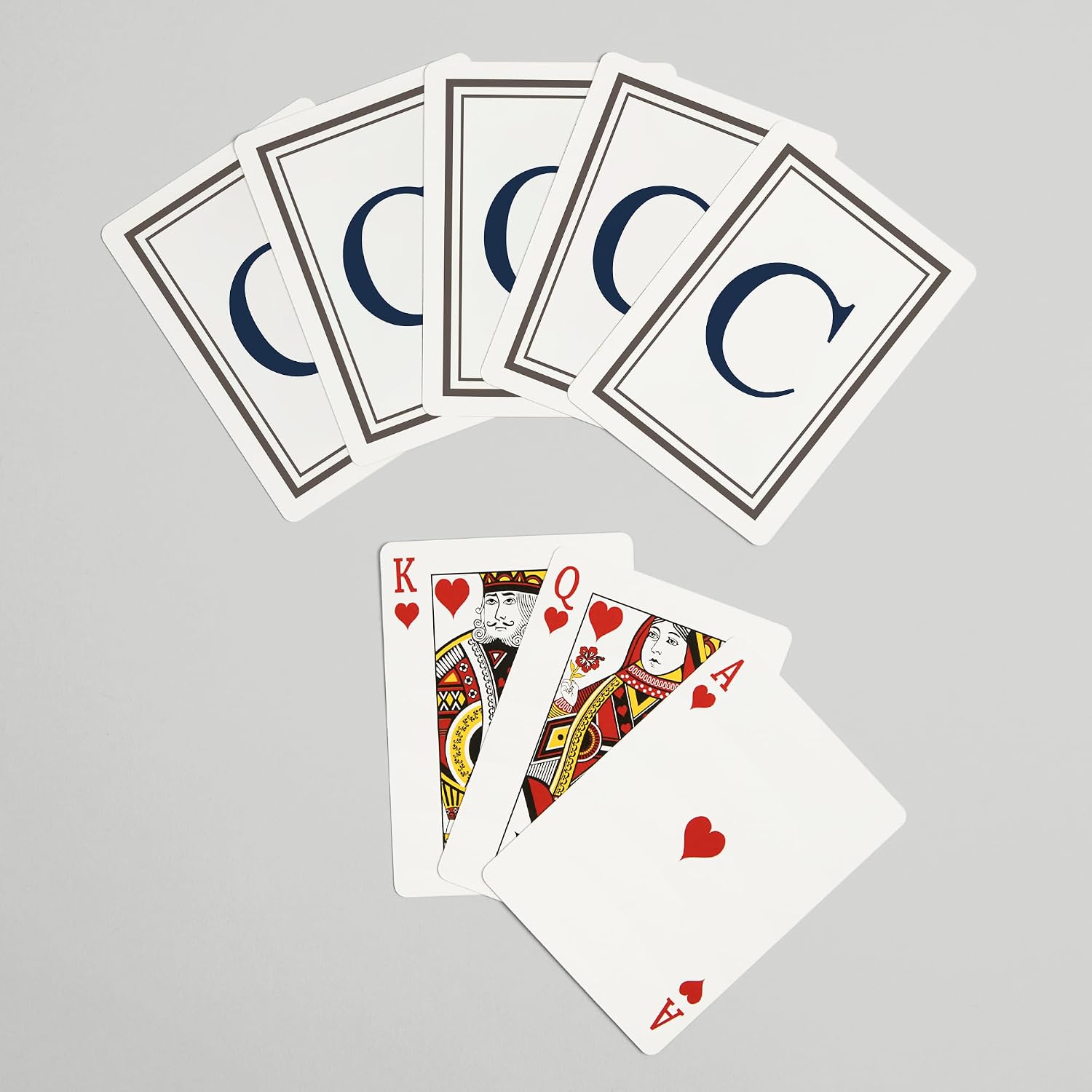 Lantern Press Monogram, Estate, Gray and Blue, C, 52 Playing Cards for Adults, Poker Size Card Deck