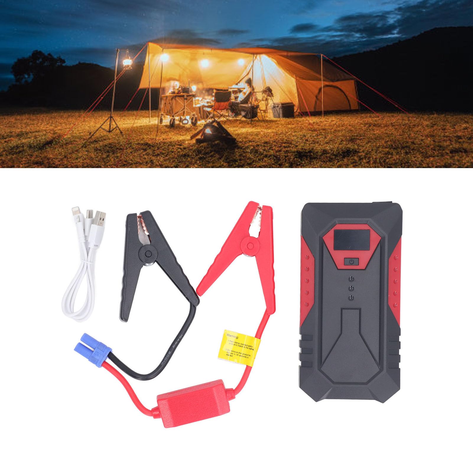 Cocoarm Cargador de BateríA de Coche de 12 V, Cargador de BateríA Portátil ABS de 18800 MAh, 600 A, Pantalla LED de Pico, Luz USB Dual para Conductores de Camping, Viajes de Emergencia en Menos 4 A