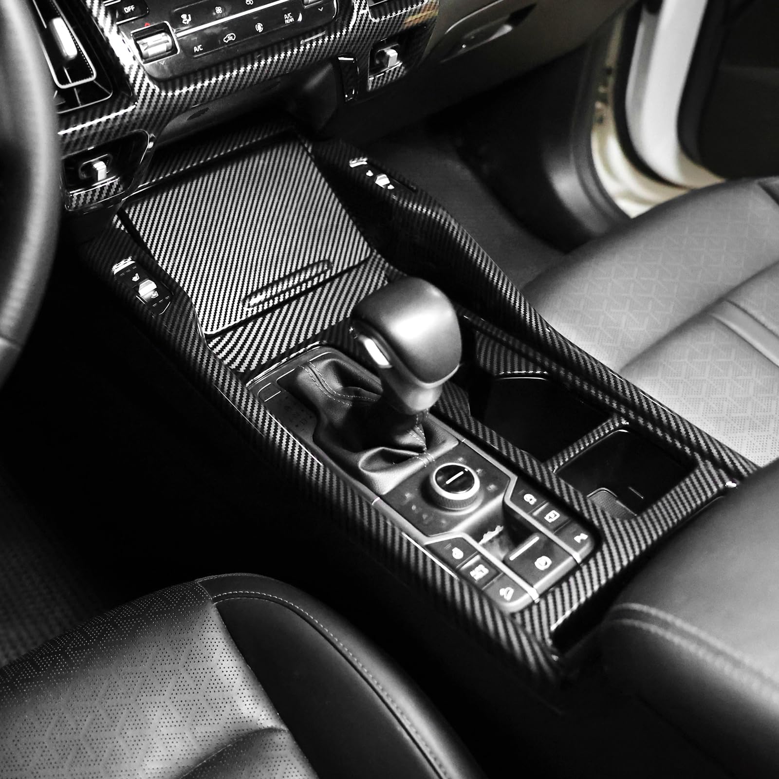 für Kia Sorento 2021-2026 Mittelkonsole Schalttafel Rahmen Blende Abdeckung Getriebe Schaltrahmen Verkleidung Autozubehör (Kohlefaser Look)