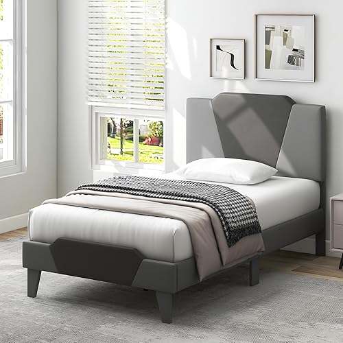 Miniatura 21 de Giantex Marco de cama tapizado de terciopelo completo con cabecero, cama de plataforma moderna con listones de madera fuertes y estribo de 2