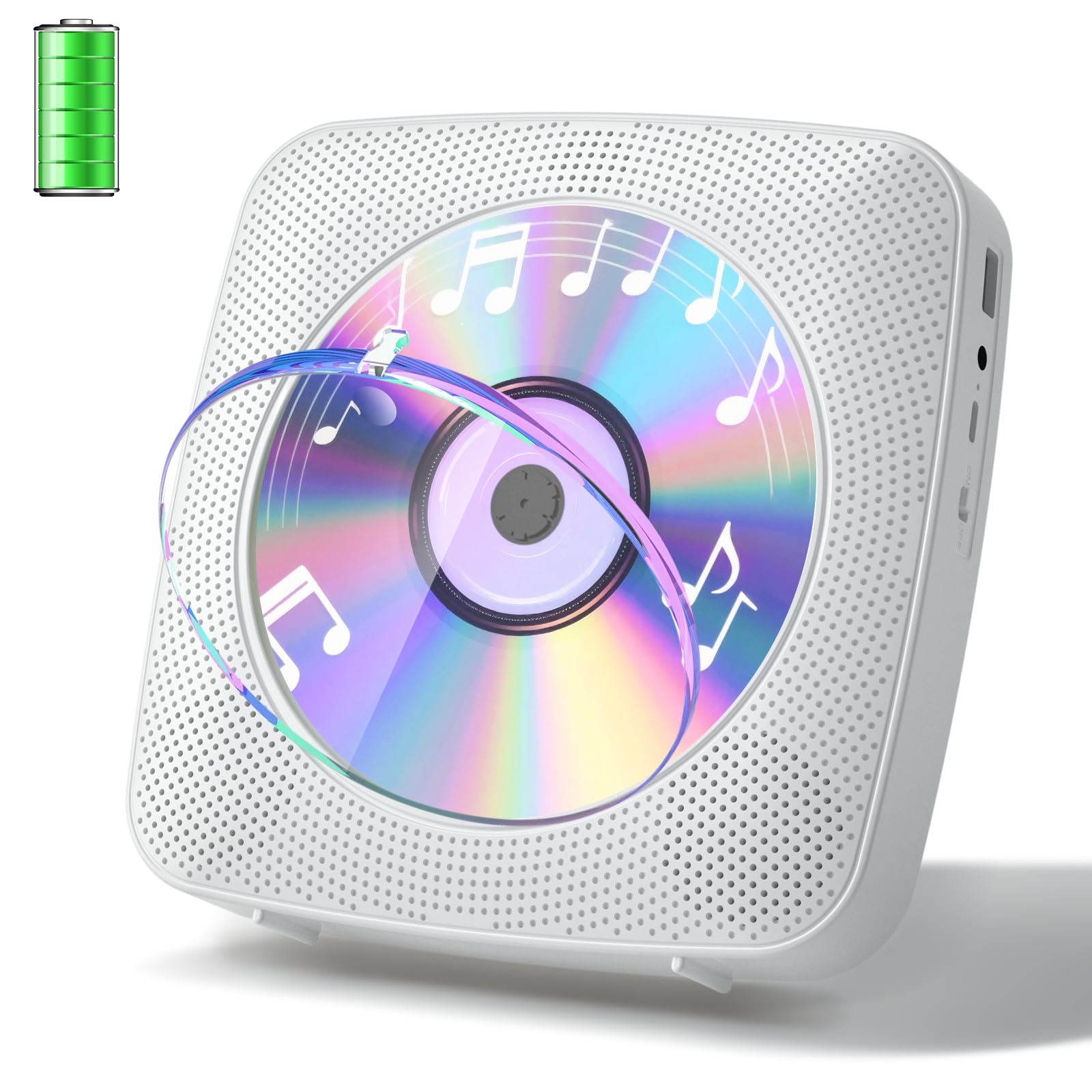 Gueray CD Player Portable with Bluetooth Wall Mountable CD Music Battery Operated Players for Home with Speakers 1800mAh