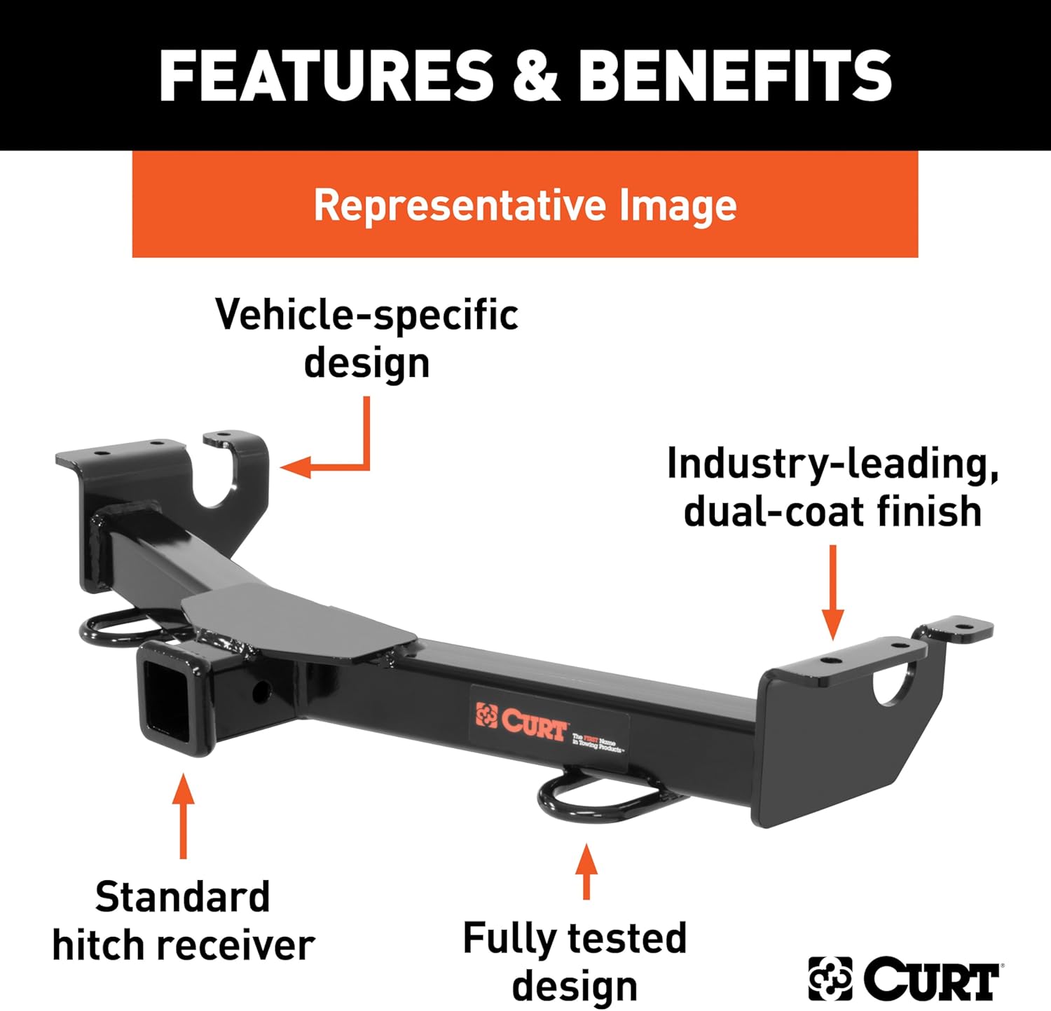 CURT 31093 2-Inch Front Receiver Hitch, Compatible with Select 2500