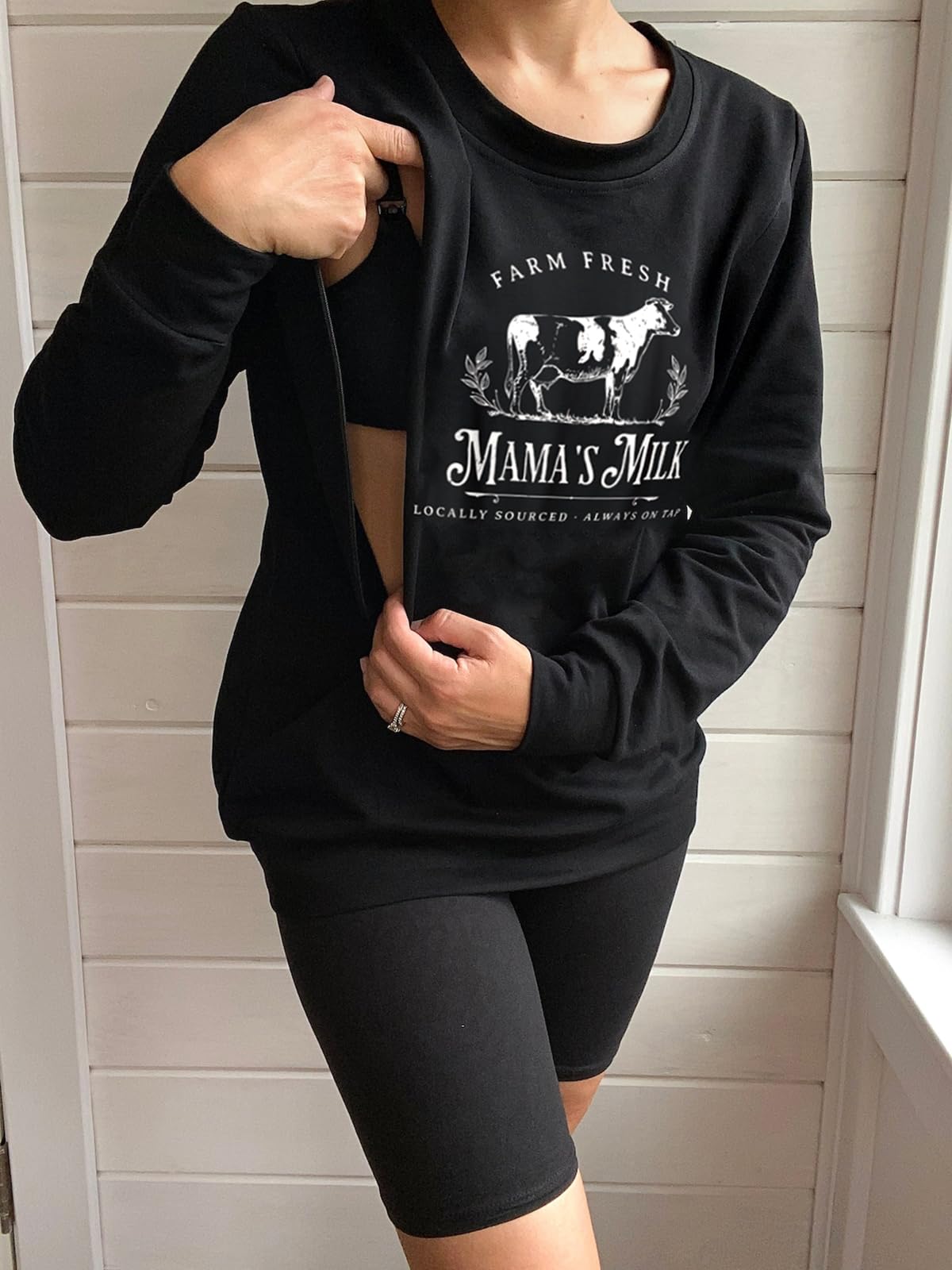 Mama's Daily Farm Fresh Milk Damen-Still-Sweatshirts Reißverschluss Stillfreundlich Mutterschaftspullover