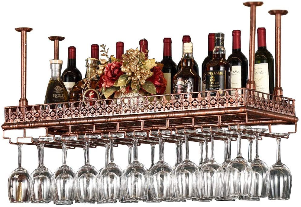 Porte-verres à vin suspendu et étagère de rangement en métal pour cuisine