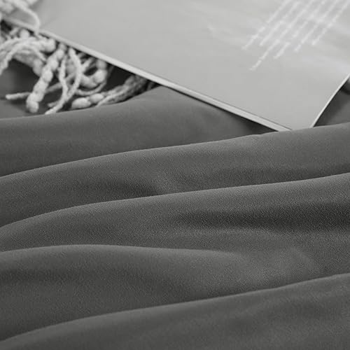 Miniatura 5 de HOMBYS Funda de edredón extragrande King de 120 x 120 pulgadas, funda de edredón gris de microfibra ultra suave para todas las estaciones con cierre