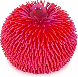 ArtCreativity Tie Dye Puffer Ball with Hanging Loop, Spiky Stress Relief Balls, 7 Inch Squeeze Fidget Toys for Kids, Calming Sensory Balls for Autistic Children, Party Favor
