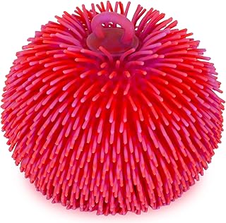 ArtCreativity Tie Dye Puffer Ball with Hanging Loop, Spiky Stress Relief Balls, 7 Inch Squeeze Fidget Toys for Kids, Calming Sensory Balls for Autistic Children, Party Favor