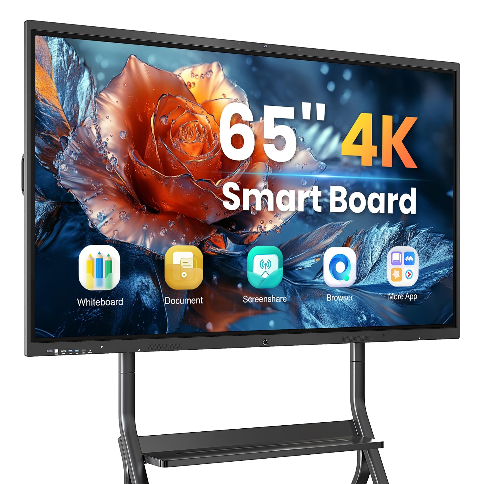 65'' 4K UHD Smart Board, Interactive Digital Whiteboard, 20-Point Touchscreen, All-in-One Electronic Whiteboard for Office Classroom Home Business