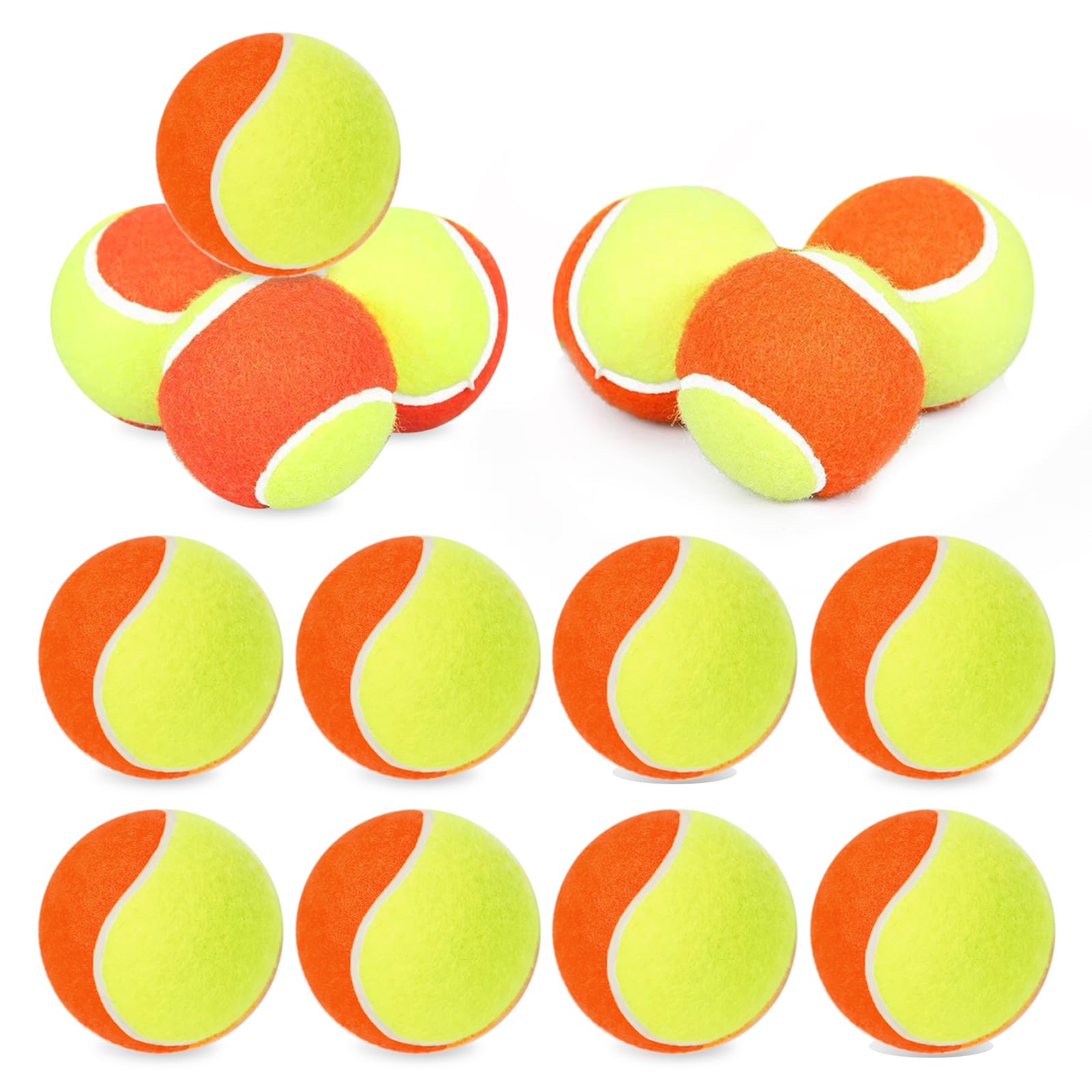 BORDEAG Lot de 15 balles de tennis pour enfants, étape 3 durable, débutants, cours de tennis, machines à balle, petits terrains