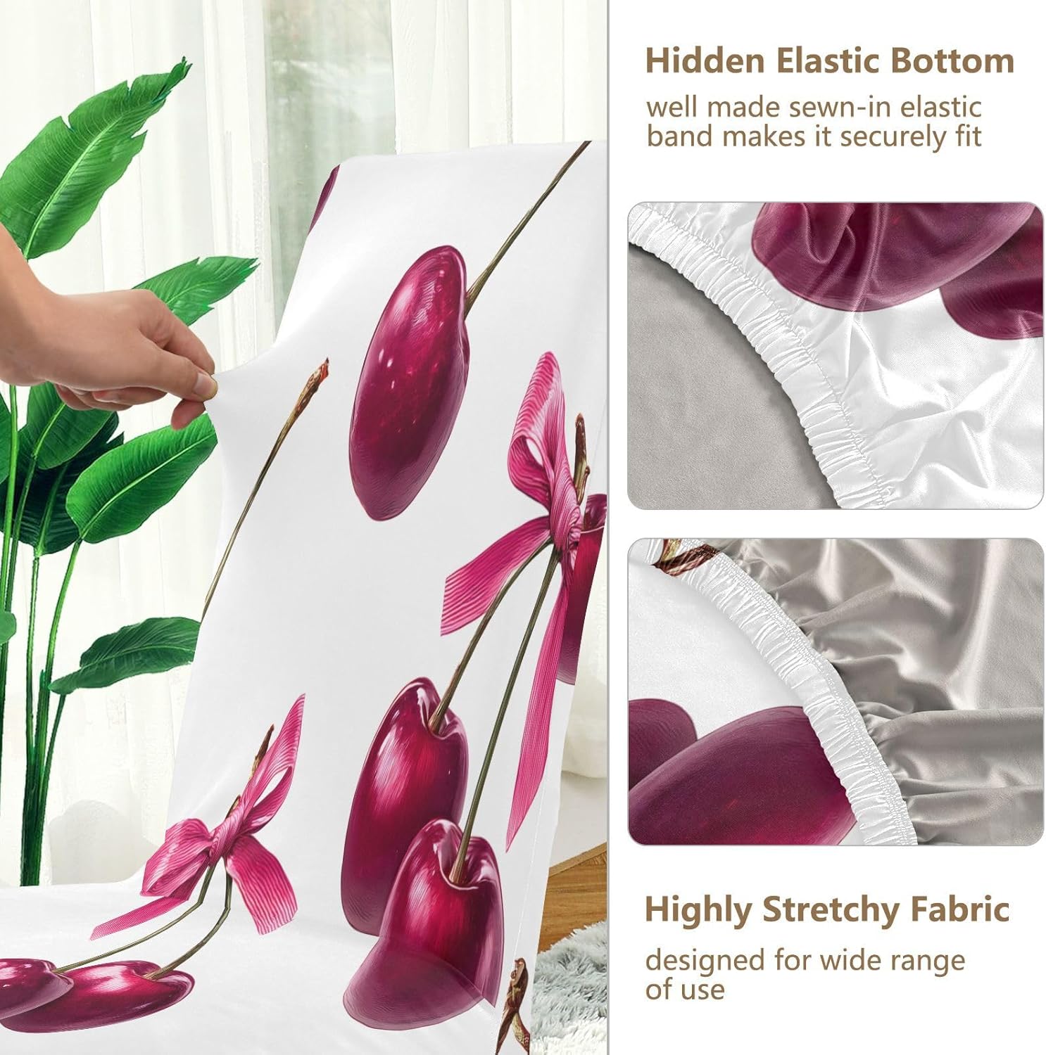 ALAZA Chair Covers for Dining Room, Cherry Pink Bow Pattern Stretch Chair Cover Sets Chair Protector Removable Washable for Ktichen Restaurant Hotel