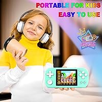 Vista 4 de Juegos de mano precargados para niños con 218 juegos de video retro, sistema de juego portátil con pantalla de 3.0" y batería recargable, juguete
