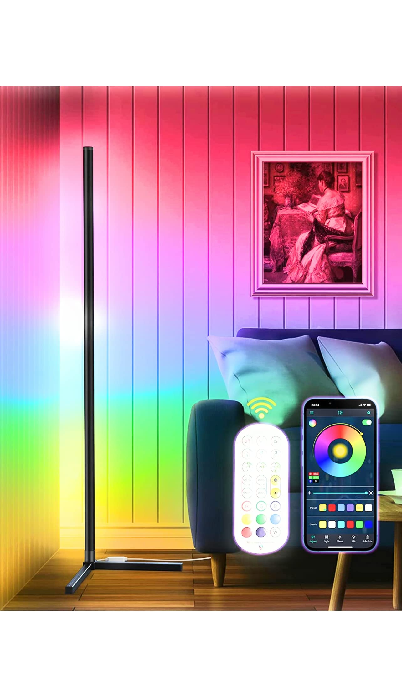 Buy LED Corner Floor Lamp,Assembly Free RGB Corner Lamp,USB Powered