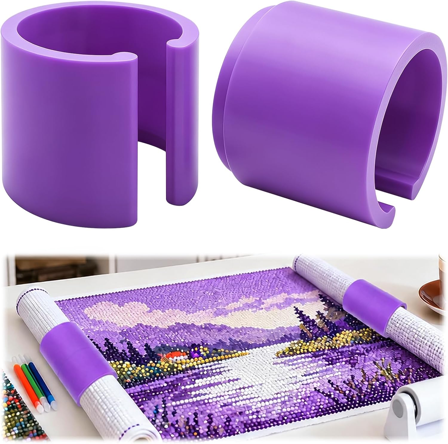 1 Pair Diamond Painting Canvas Roll Holder, Anti-Roll Canvas Ring Organizer for, Diamond Scroll Ring Storage Tool, Tool for Enhanced Diamond, 3D Printing Process