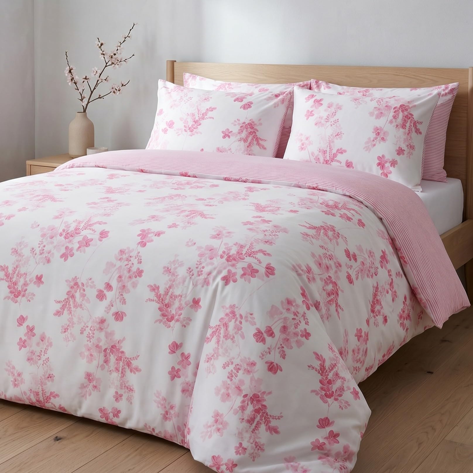 LERUUM Duvet Cover Bedding Set%100 Cotton Sevilla Pattern Quilt Cover Set (Pink, 200 x 200 + 2 (65 x 65 cm)) โ image 1