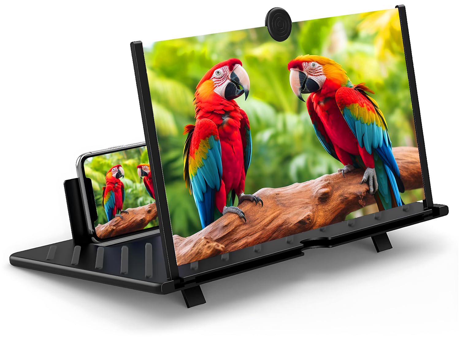 Photo 1 of 20" Screen Magnifier – 3D HD Cell Phone Magnifing Screen Enlarger Projector for Movies Videos and Gaming – Foldable Phone Stand Holder with Screen Amplifier Compatible with All Smartphones