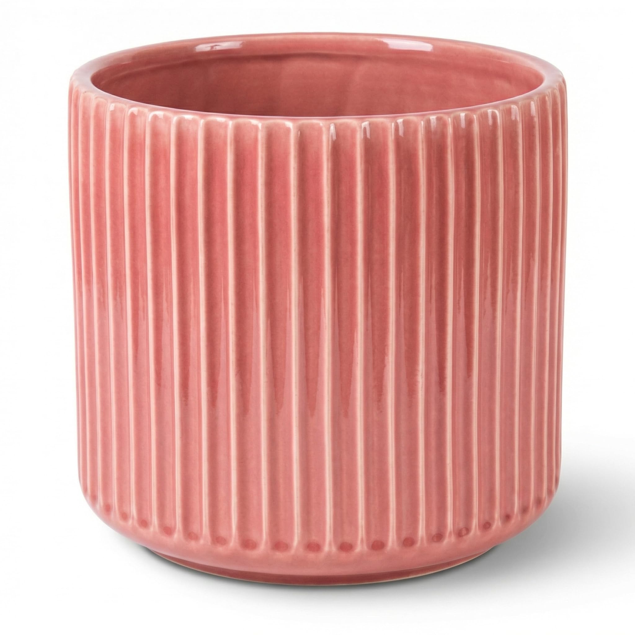 London Pot de Fleur en Terre Cuite émaillée Ø 29 x H 30 cm Rose, Fait Main, jardinière intérieur extérieur, Jardin terrasse Balcon