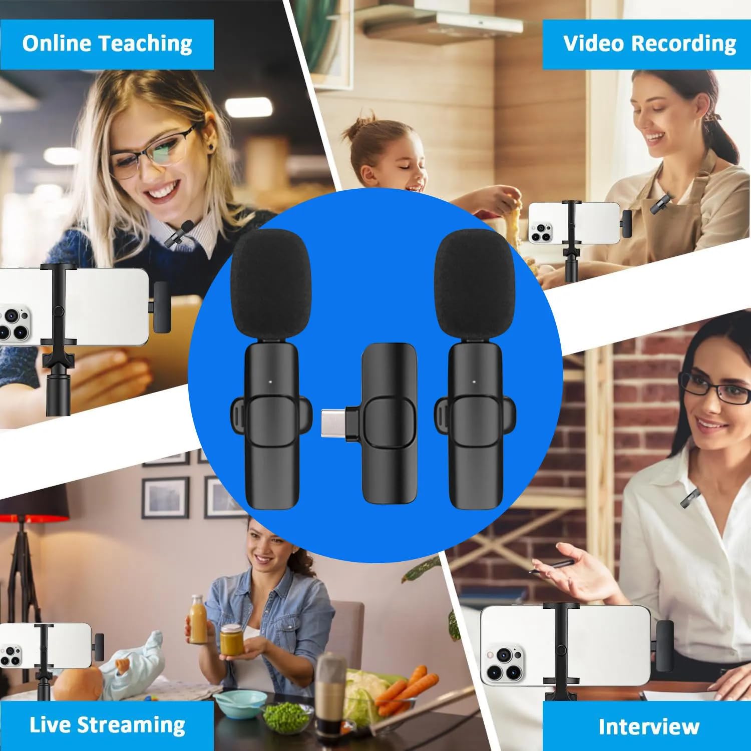 2 Wireless Lavalier Microphone Mini Bluetooth Microphone for use with Iphone and Ipad, Black - Image 3