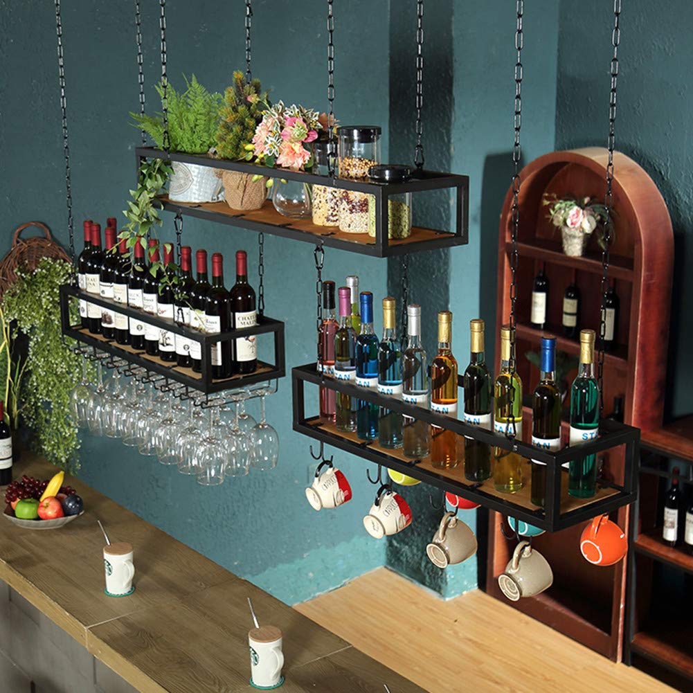 Industrial Vintage Metal Bar Wine Glass Hanging Rack