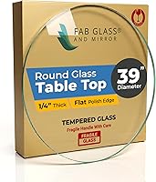 Vista 54 de Fab Glass - Mesa redonda de cristal de 48 in, grosor de 3/4 in, cristal pulido plano templado, Vidrio, Transparente