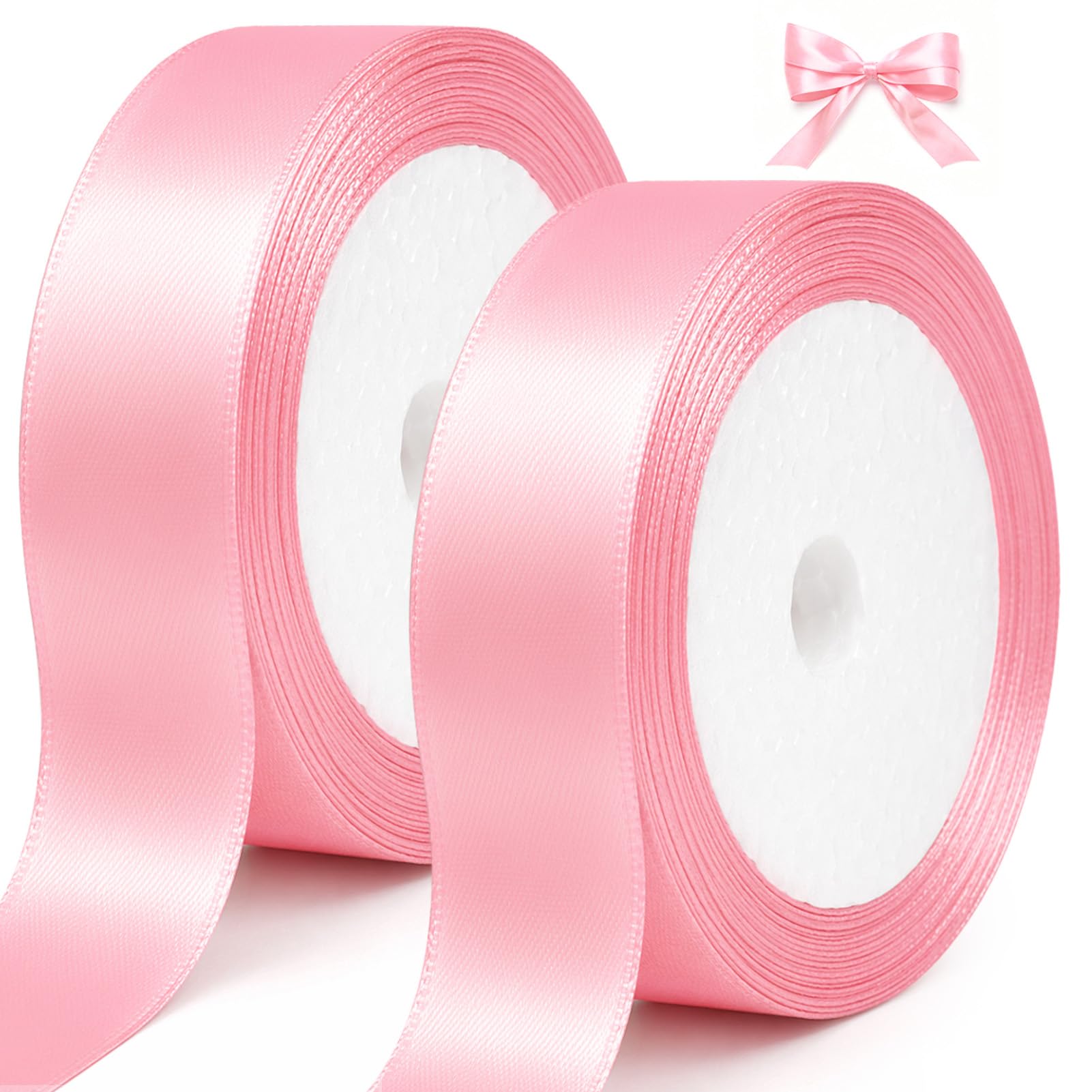 tenn well Pink Satin Ribbon 20mm, 44 Meters Fabric Satin Ribbon