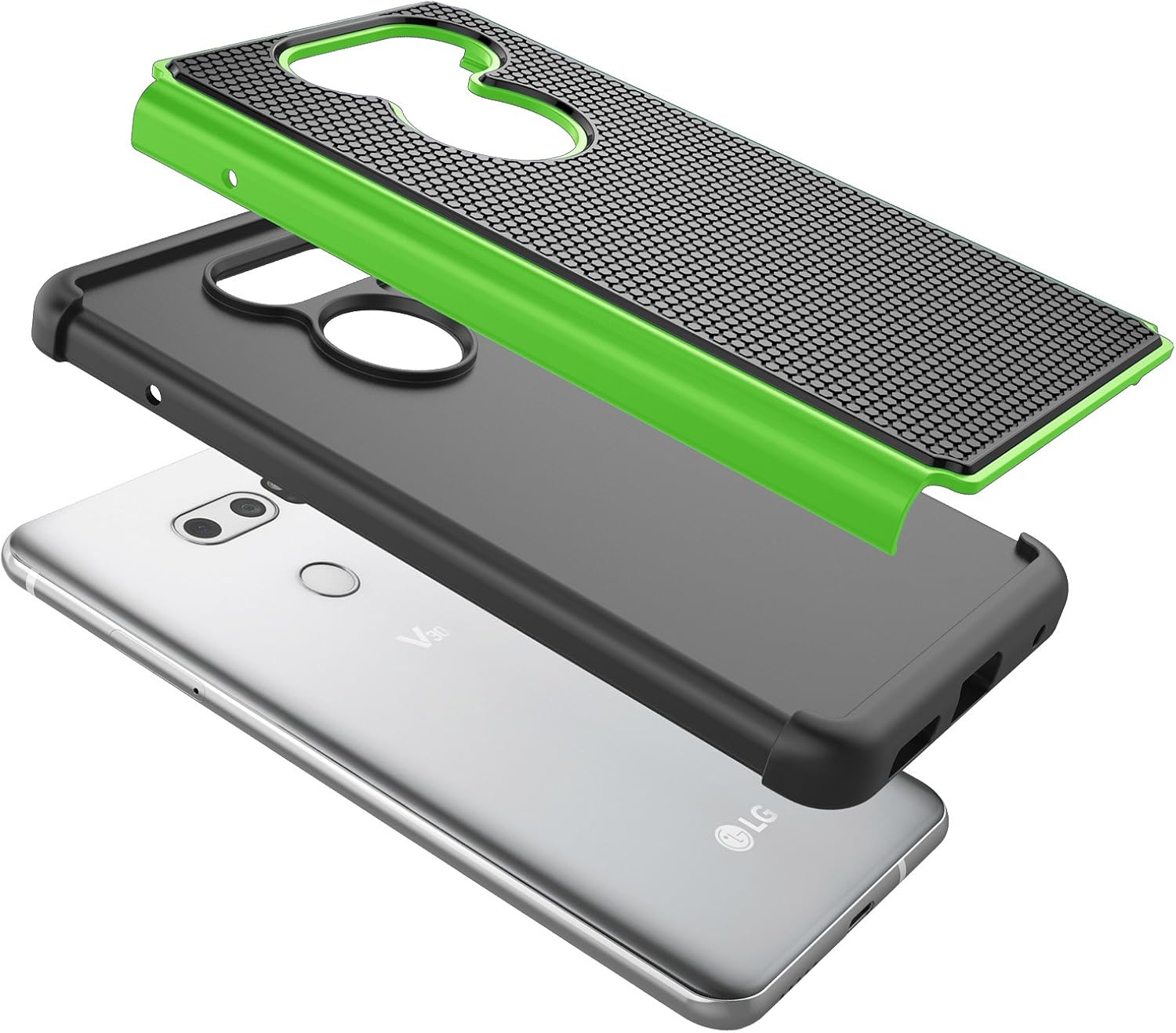 Tekcoo Case for LG V35 ThinQ LG V30S / LG V30 / LG V30 Plus, Cute [Tmajor] Shock Absorbing [Green] Combo Rubber Silicone & Plastic Scratch Resistant Bumper Sturdy Grip Hard Cover Cases