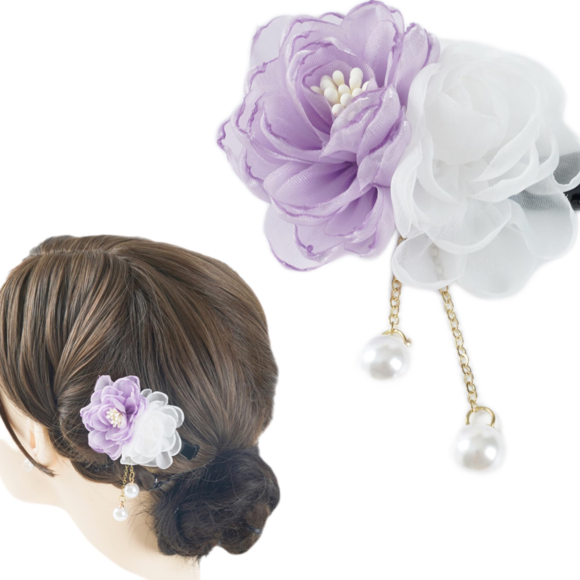 [lalabeauty] 浴衣 髪飾り 造花 浴衣 花火大会 和装髪飾り 七五三 パール髪飾り