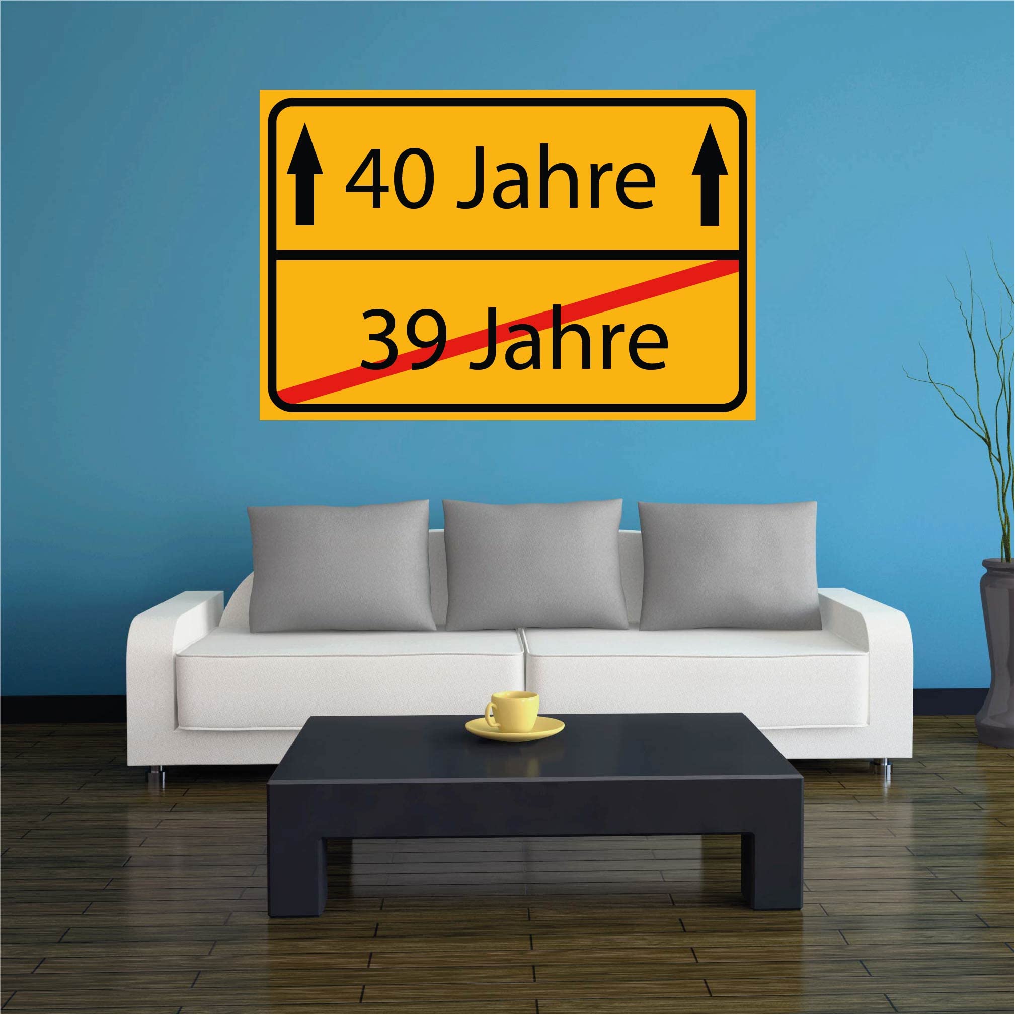 INDIGOS UG - 40 Jahre Geburtstag Schild Deko für Party - 80x60cm - PVC 5mm rot - Ortsschild Herzlichen Glückwunsch - Spruch - Ortsschild Design Deko Geschenkidee 40. Birthday