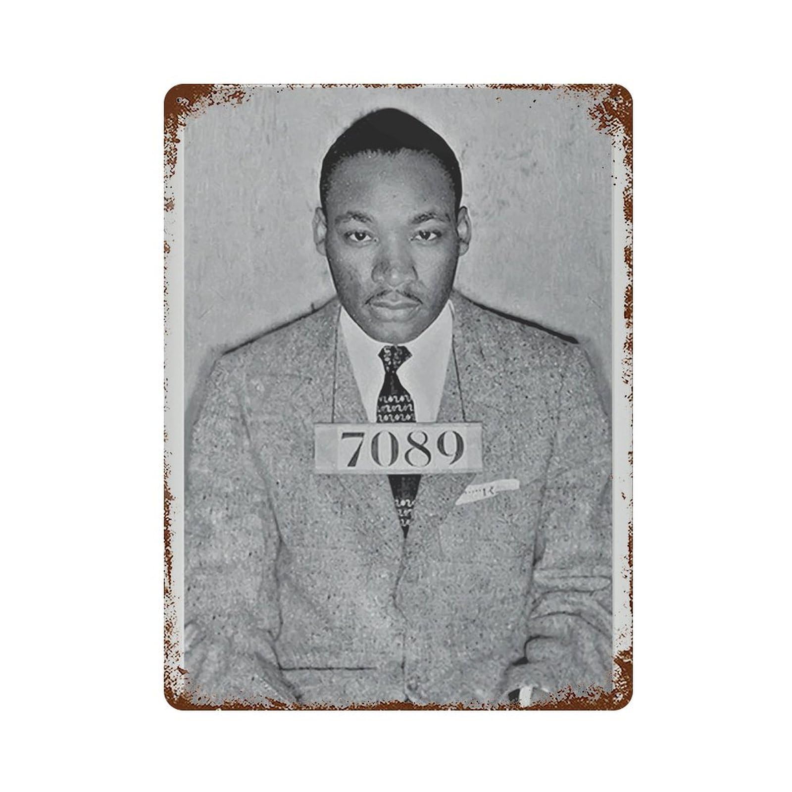xiaoxiaoshen Min Luther King Jr Mugshot Poster， Civil Rights Wall Decor Art Metal Tin Poster Modern Home Decor Art Home Bar Shop Decorations Vintage Sign 40x30cm