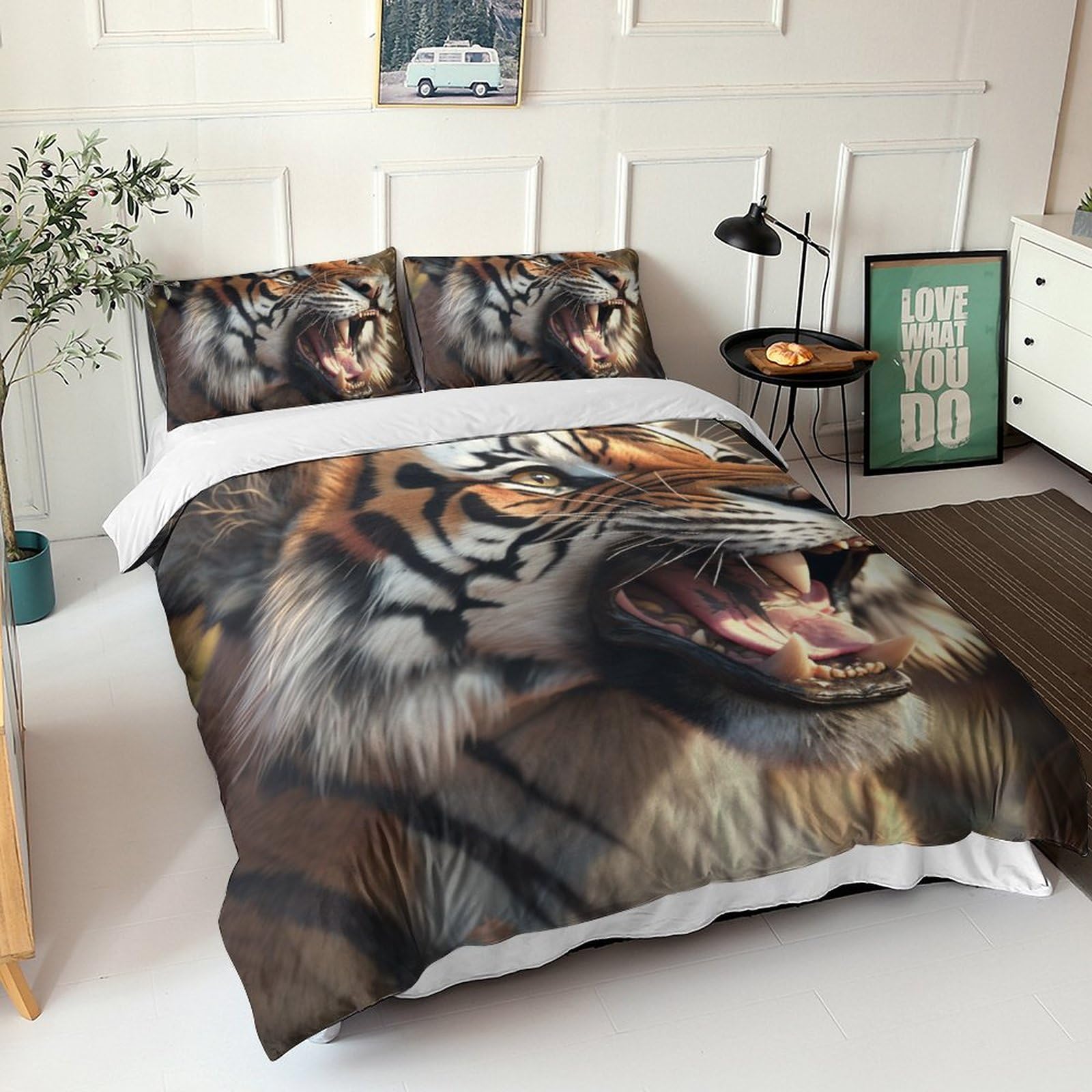 Housse de couette zippée Tigre pour éviter la couette qui glisse