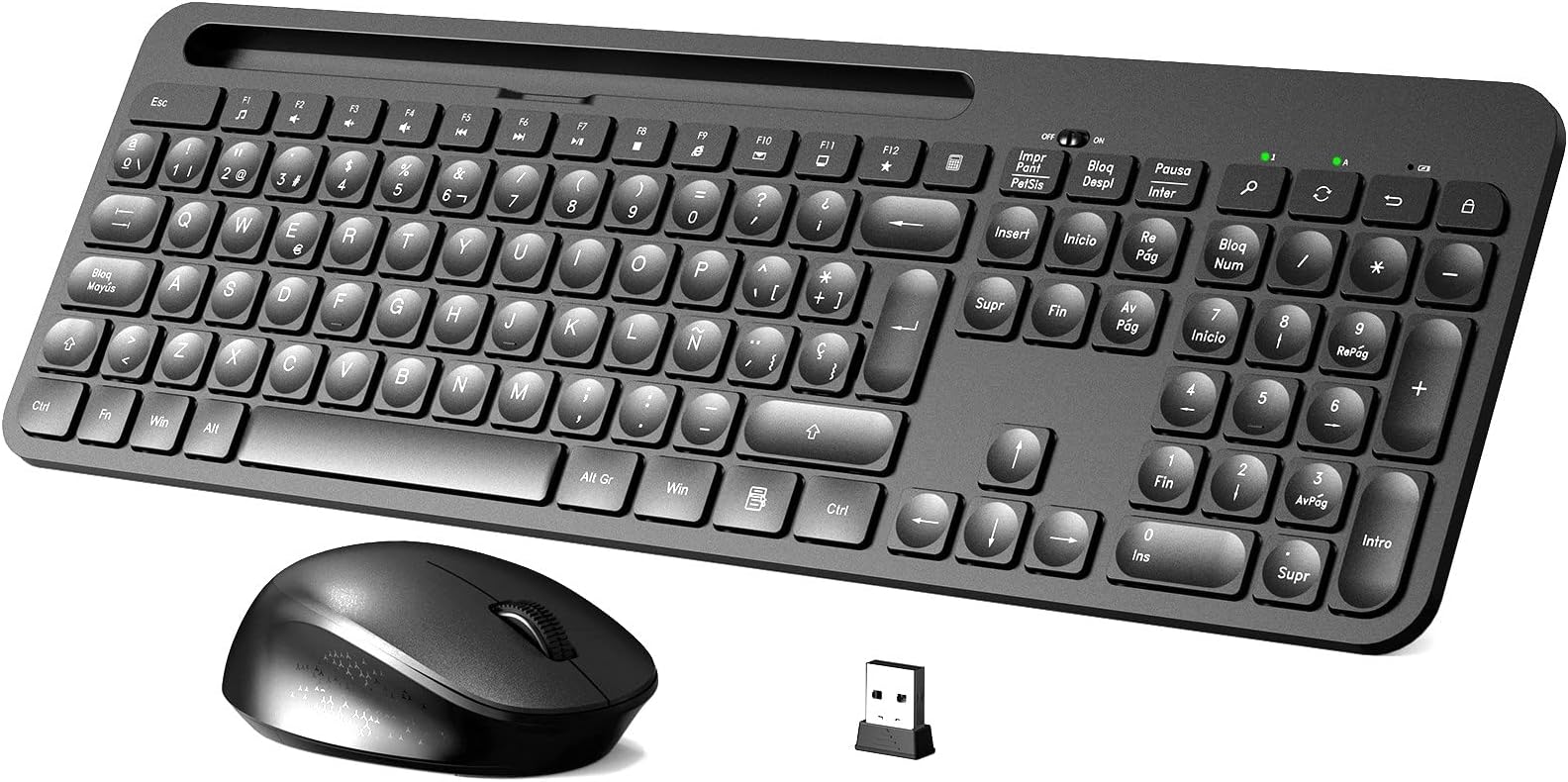Keyboard and Mouse, TedGem 2.4G Laptop Keyboard and Mouse, PC Keyboard and Mouse with Holder, 2-in-1 USB Ergonomic Keyboard and Mouse, Wireless Keyboard and Mouse for PC/Windows/Smart TV(Black)